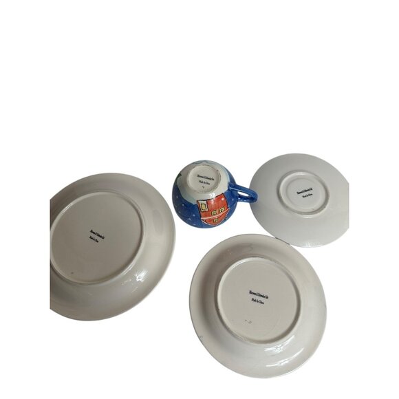 Snowman Christmas Ceramic Dinnerware Set 4-Piece Handcrafted Plate Bowl Cup Holi - Picture 6 of 7